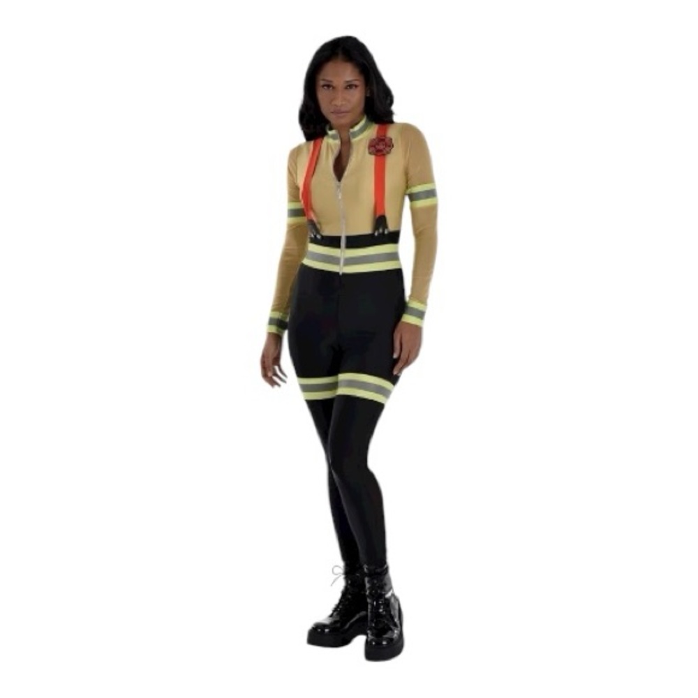 Amscan Women's Firefighter Costume Set XL 14-16: Catsuit & Badge